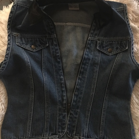 ATLAST & Co-Denim vest, blk/satin collar, SzM.👖👛 - Picture 5 of 9